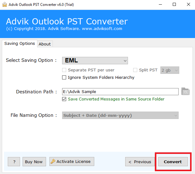 convert pst file to eml