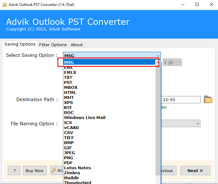 convert pst to msg
