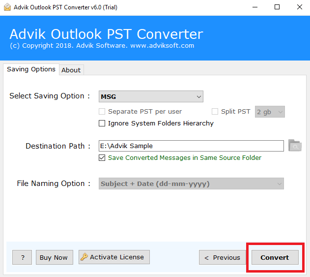 convert pst file to msg