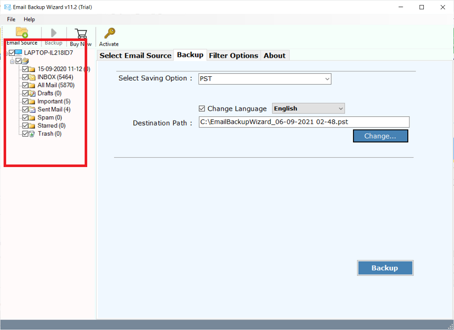 export all roundcube emails