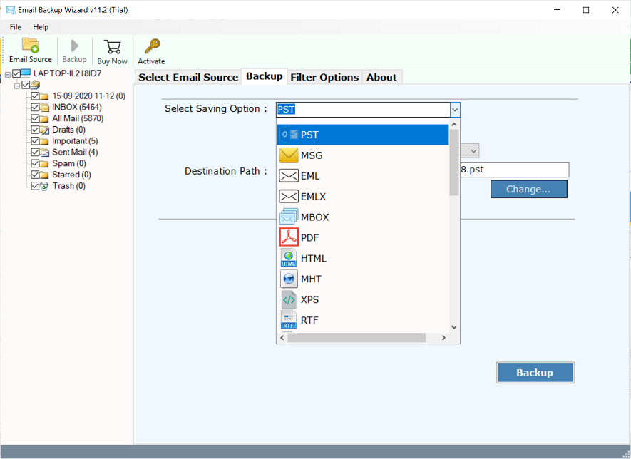 backup roundcube emails