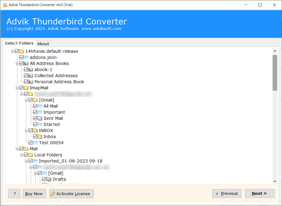 select thunderbird emails