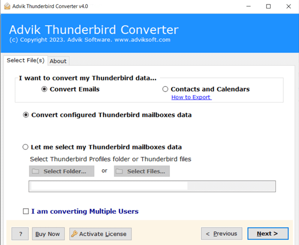 advik Thunderbird converter screenshot