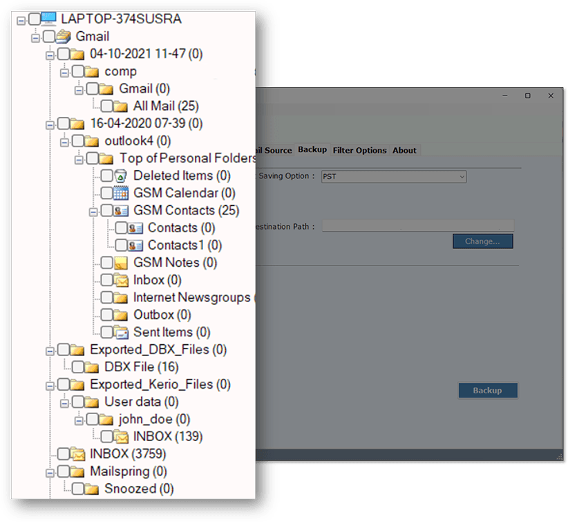 software di backup della posta elettronica