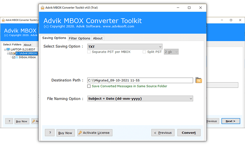 convert mbox to txt