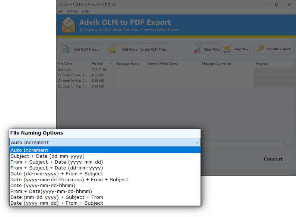 how to convert olm to pdf