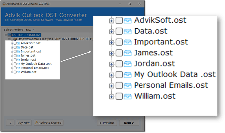 batch convert OST to CSV file