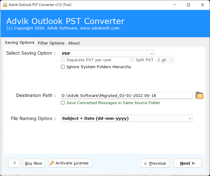 passos para converter pst em pdf