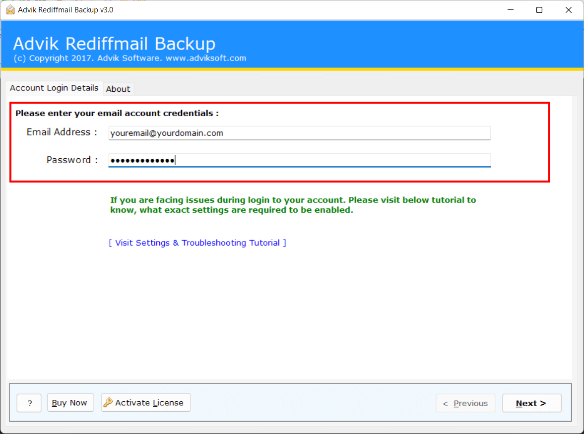 rediffmail backup tool