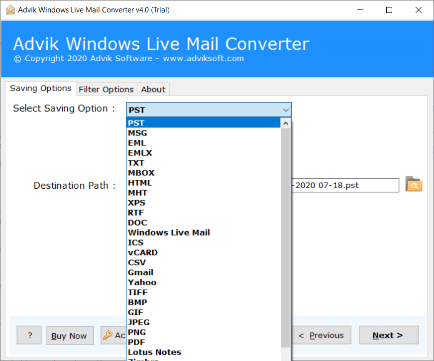 convertire Windows Live Mail