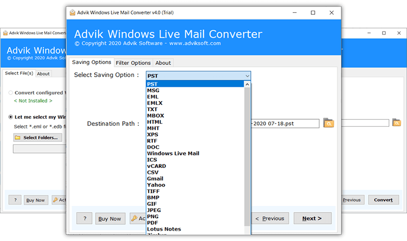 export windows live mail emails