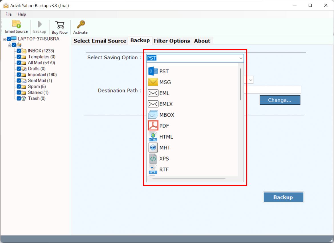 select saving option