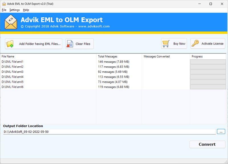 convert eml files to olm