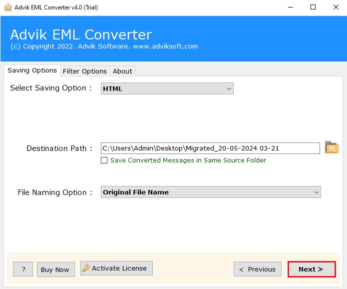 eml to html converter