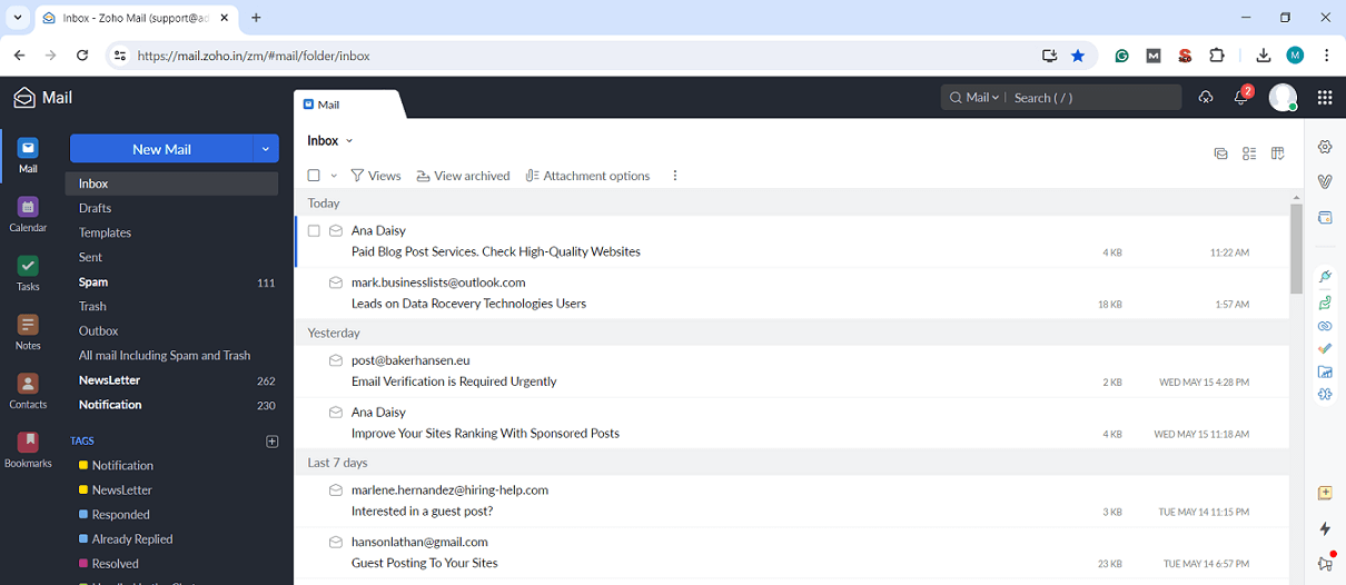 how to backup zoho mail